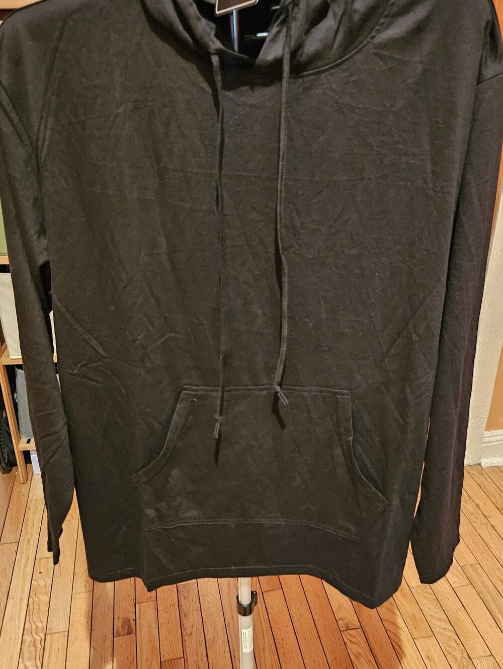 Men's Black Pullover Hoodie with Kangaroo Pocket